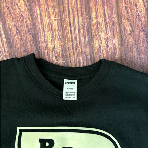 VS PINK Ivy Fleece Oversized Crew Sweatshirt victoria’s Secret Medium Black Logo - Picture 7 of 12